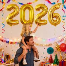 5 Pieces Per Set. 32-Inch Balloons With The Number 2026, Golden Polyethylene Film Balloons, Birthday Party Decorations. Suitable For Birthdays, Graduation Ceremonies, New Year Parties, Family Gatherings, And Holiday Decorations. - Multicolor - View 2