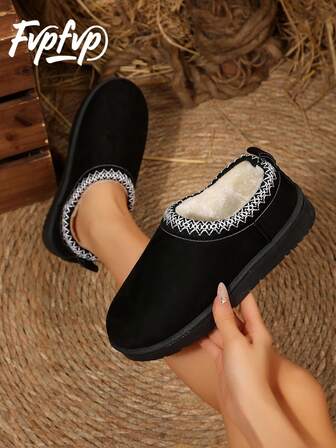 بوت شتوي نسائي من الصوف لعام 2024، من الفرو الطبيعي بنعل سميك، مغلق الأصبع، سهل الارتداء