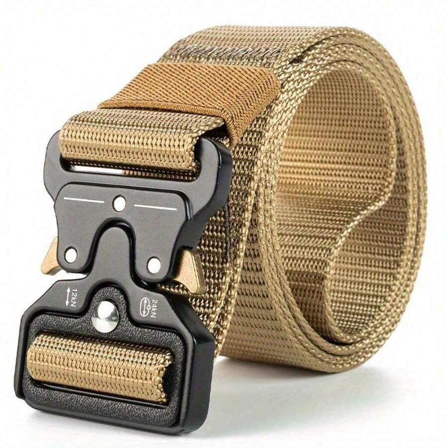 Men's Tactical Belt Heavy Duty Nylon - Quick Release Buckle Adjustable, Military Style For Outdoor Training Hiking Daily Wear, Sturdy Durable Fabric - Màu Khaki - Xem 1