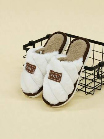 女士拖鞋，休闲家居斜条纹舒适轻便情侣拖鞋，加厚保暖，适合秋冬季穿着