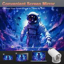 4K Smart Projector, Supports WiFi & Wireless 5.0, OS, 180° Rotatable Screen Stereo, Compact Design Suitable For Home Theater, Gaming, Outdoor Movie Viewing, Compatible With Smartphone/TV Stand/Laptop/Ultra HD Display