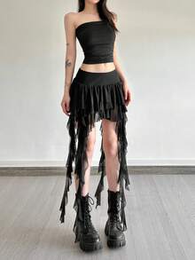 Top Dazzle High Waist Versatile Asymmetrical Design Short Skirt