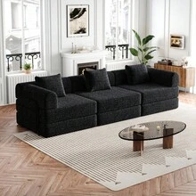 Sofa Bed Set - Hitam + Chenille + 3 Dudukan - View 2