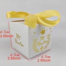 20 Pieces 6.5x6.5x6.5cm Bronzing Mi White Box For Spain Baptism Party Decoration Small Gift Box