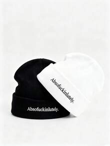 1pc NEW YORK N.Y Embroidered Solid Color Knit , Men And Women Wear It Soft & Comfortable, Minimalist & Fashionable, Suitable For Cold Weather Winter Warm