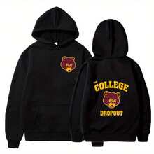 In 2025, KanyeS WestS, A Popular Rapper, Features A Stylish Printed Hoodie For Men, A Retro Hip-Hop An - 黑色 - 查看 1