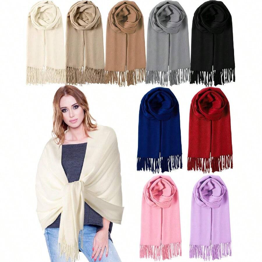 1Pcs Womens Scarf Pashmina Shawls And Wraps For Evening Dresses Warm Pashmina Scarf Shawl Wraps For Women Casual - 1 màu Caramel - Xem 1