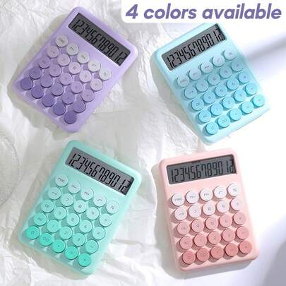 1 máy tính bỏ túi màn hình lớn, 4 tùy chọn màu gradient, màn hình 12 chữ số, văn phòng phẩm học sinh, đồ dùng tài chính, đồ dùng cho ngày tựu trường