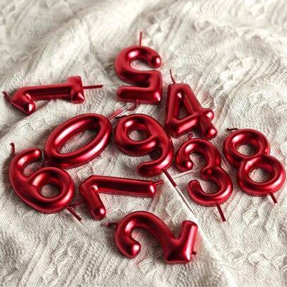 6厘米高红色数字生日蜡烛，适用于节日庆典、蛋糕烘焙装饰、成人仪式、生日周年纪念日及其他节日活动