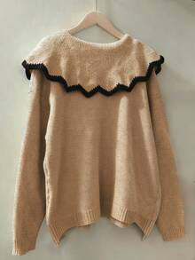 Women's Fashionable Casual Oversized Collar Cardigan, Versatile For Autumn/Winter - Camel - View 5