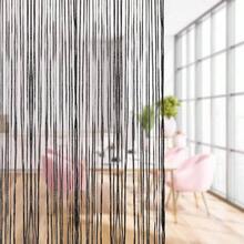 String Curtain Panel, Glitter Door Wall Window Doorways Panel Fly Screen Fringe Room Divider Blinds, Decorative Tassel Ribbon Strip Silver Screen Living room, Bedroom, Party Events Black - Negro - Ver 7