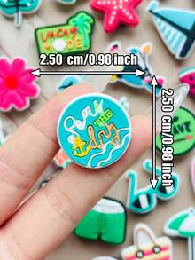 35件裝彩色夏季系列創意PVC DIY鞋飾配件，適合夏季派對與生日禮物 - 薄荷藍 - 查看 5