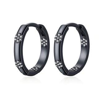 1 par de pendientes de aro elegantes con incrustaciones de circonita, chapados en oro de 18K, joyería delicada como regalo para mujeres y niñas