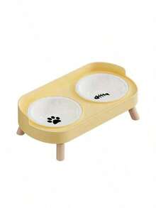 双层宠物喂食器，猫狗二合一喂食碗，塑料/不锈钢/陶瓷材质可选，颈部保护防噎食碗，适用于小型/中型犬猫 - 彩色 - 查看 9