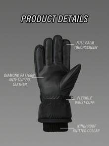 Winter Thermal Lined Letter Pattern Hook And Loop Gloves - Multicolor - View 8