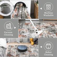 Techigher Abstract Runner Rug, Modern Abstract Floor Carpet, Washable Non Slip Low Pile Kitchen Printed Runner For Hall Kitchen Bedroom - Orange Gray - View 7