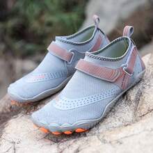 Kids' New Breathable Mesh Elastic Lightweight Non-Slip Hook And Loop Outdoor Hiking Beach Water Shoes - Grey - View 6