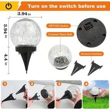 Solar Globe Lights Outdoor Waterproof-Solar Balls-Solar Garden Lights-Orbs For Outside 2 Pack Cracked Glass Ball For Lawn Patio Yard Backyard Decorations - 彩色 - 查看 4