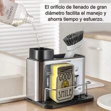 ¡RecomendadoDispensador Jabón Cocina,Dispensador de Jabón Líquido para Cocina con Porta Esponja y Accesorios para Fregadero,Jabonera Cocina con Guarda Estropajos Fregadero¡Top de Temporada - Gris - Ver 5