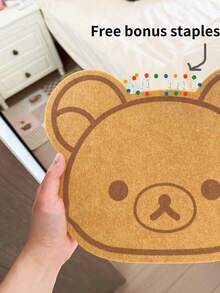 1PC Felt Board Home Decoration Wall Decor Board Felt Poster Wall Sticker Bear Wall Sticker Rilakkuma Room Decoration, Cute Dormitory Background Decoration Hanging Cloth Photo Wall Felt Message Board No Damage To Walls No Drilling Required - màu nâu - Xem 4