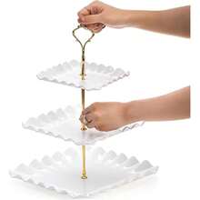 10 Pcs White Multi-Tier Cake Stand Set, Dessert Table Display Set With 4 Pcs 3 Tier Plastic Cupcake Stand & 6 Pcs Serving Tray , Dessert Stand, Snack Stand, Food Storage, Cake Decorating, Home Kitchen, Outdoor Events, Birthday Party, Christmas, Valentine's Day, Cupcake Stand, Cake Decorations, Wedding Decor, Wedding Party Supplies, Wedding Accessories,Christmas Party Supplies, Family Dinner - White - View 7