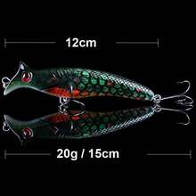 Qxo Popper Shad River 钓鱼路亚水面路亚 12cm 20g Whopper Plopper 金属冬季海冰硬饵钓鱼用品 - 彩色 - 查看 4