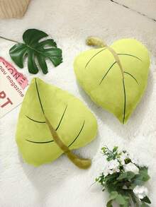 Leaf-Shaped Plush Throw Pillow, Soft & Comfortable Forest-Style Cushion, Suitable For Bedroom, Living Room, Sofa Decor, Great Gift Choice For Valentine's Day And Christmas - Green - View 3