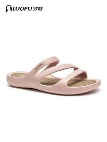 新款LUOFU时尚夏季女士拖鞋，舒适橡胶中底，户外休闲凉鞋，沙滩鞋，防滑，家居拖鞋，户外PVC防滑凉鞋 - 粉色 - 查看 5