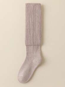 6 Pairs Women's Solid Color Socks, Casual & Versatile, Thick & Warm For Autumn/Winter, Over The Calf School Style, Cozy Socks - Multicolor - View 13