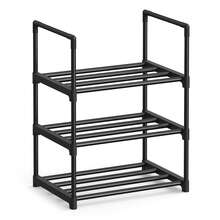 SONGMICS Scarpiera a 3 Ripiani, Scaffale Portascarpe, Organizzatore in Metallo, per 3-6 Paia di Scarpe, Impilabile, Corridoio, Soggiorno, Camera da Letto, 30 x 42,5 x 54,5 cm, Nero - nero - Visualizzare 7