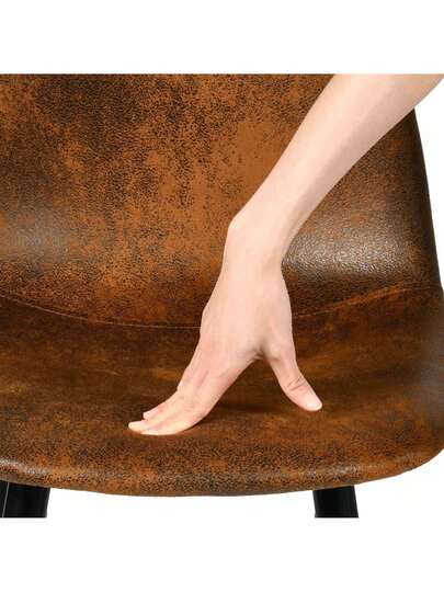 Meubles Cosy Set Of Bruin Suede Kitchen Bar Stools Seat Height: 69.5 Cm Moderne Industrial Ergonomic Curved Backrest Metal Legs Footrest: 45.5 44 102 view 5