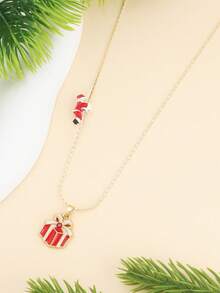 1 chiếc mặt dây chuyền hình ông già Noel leo cây thông Noel đang thịnh hành, mặt dây chuyền hình hộp quà Giáng sinh, thích hợp làm quà tặng cho nữ, dịp Giáng sinh, Năm mới, tiệc tùng, sinh nhật. - Nhiều màu - Xem 3