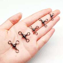 50Pcs/Lot 3 Ways Barrel Swivel Fishing Swivels Rolling Swivels Bearing Connector Solid Ring