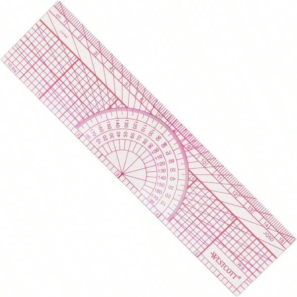 Westcott Engineers' Protractor Ruler 6" 15cm Transparent W8
