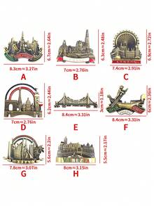 1pc Antique Bronze World Travel Landmark Magnetic Refrigerator Sticker, Magnetic Fridge Sticker With Landmark Building, Creative Architecture Logo Magnet - Multicolor - View 10