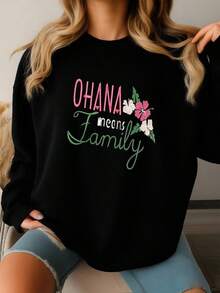 Lilo And Stitch Sweatshirt Ohana Means Family Crewneck Sweatshirt - màu đen - Xem 2