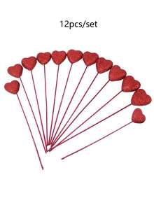 Conjunto de 12 Palitos Decorativos de Espuma em Formato de Coração com Glitter para o Dia dos Namorados - Palitos Vermelhos e Rosa Brilhantes para Arranjos Florais, Buquês e Decoração de Casa - Decoração de Festas e Eventos, Centros de Mesa e Artigos para Festas - Multicolorido - Ver 9