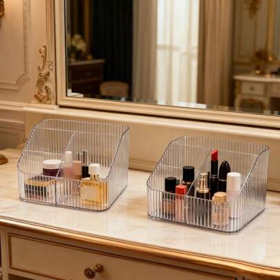 Caja de almacenamiento de herramientas para pestañas de gran capacidad para estuche de pinzas de extensión de pestañas, caja de almacenamiento de herramientas de maquillaje, accesorios de pestañas, organizador de escritorio transparente para cosméticos. Estante de almacenamiento y clasificación de lápices labiales de gran capacidad y lujo ligero en forma de trapecio