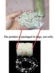 10米仿白珍珠串珠花环，装饰珍珠，精美优雅的白色珍珠线轴，珍珠花环，适用于婚礼、派对、生日、珠宝配饰、婚礼/生日派对装饰、DIY工艺品、蛋糕装饰、蛋糕顶饰、蛋糕装饰工具、斋月装饰，39.37英寸/196.85英寸/3毫米+8毫米，时尚配饰工艺品 - 彩色 - 查看 7