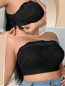 Plus Size Comfortable Side Buckle Lace Patchwork Wireless Bra