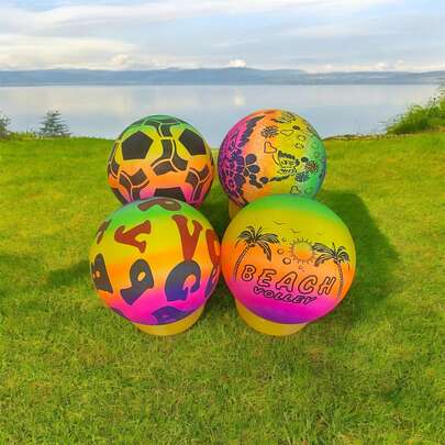 4 piezas de bola deportiva de 9 pulgadas de color arcoíris, adecuada para actividades en interiores y exteriores, con una bola inflable de juego antideslizante, hecha de materiales suaves y de alta elasticidad, perfecta para la escuela y el entretenimiento.