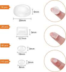 206 Stück Selbstklebend Elastikpuffer Türpuffer Transparent Gummipuffer Schutzpuffer Anschlagpuffer Anschlagdämpfer für Türen Schränke Möbel (4 Größen) - Weiss - Übersicht 2