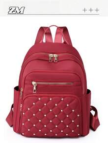 5-Color Casual Women's Backpack, Diamond Patterned Ravel Storage Backpack, Multifunctional Nylon Backpack, Lightweight Backpack, Portable, Laptop Compartment, Large Capacity, Suitable For Female College Students, Universities, Middle Schools, High Schools, Outdoor, Travel, Outings, Elementary Schools, Rookie Daily Office, Valentine's Day Gifts - Multicolor - View 10