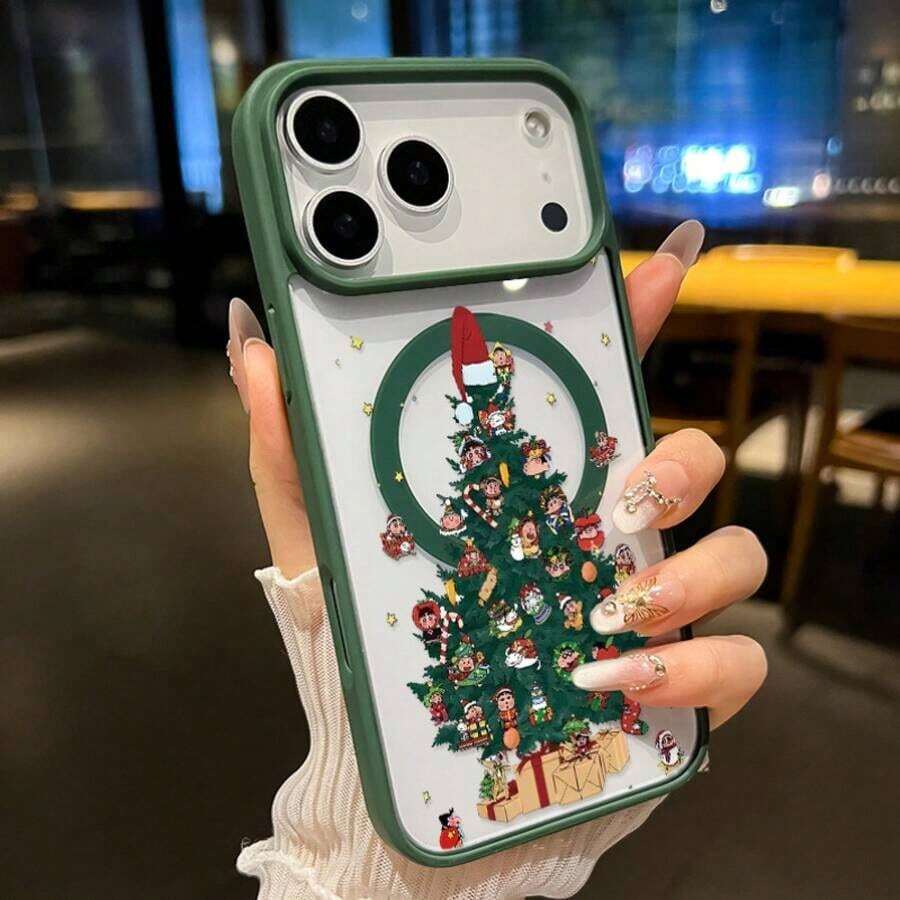 Funda para teléfono 17 Pro Fundas protectoras adecuadas para 17 Pro, 16, 16E, 15 Plus, 14, 13, 12, 11, XS, XR y X con diseño de dibujos animados festivos. Compatible con, a prueba de golpes, resistente a los arañazos, no propenso a amarillear, apariencia colorida y elegante. - Verde - Ver 1