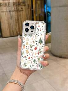 Phone Phone 17 Pro CaseNavidad Acebo, Bastón de Caramelo, Patrón Nuevo Teléfono (12-17) Pro Glitter Cubierta a prueba de golpes, Simple Transparente, Lujo Ligero - Multicolor - Ver 8