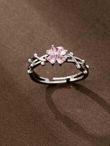 Bộ 1/3 nhẫn bướm đính đá Cubic Zirconia màu hồng cho nữ, phong cách Y2K, size điều chỉnh được, nhẫn đeo chồng cho hằng ngày, quà tặng trang sức cho cô ấy - Nhiều màu - Xem 3