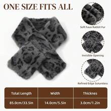 Womens Fur Collar Scarf Leopard Print Faux Fur Scarves For Women, Neck Shrug For Spring Fall Winter,LeopardPrintGrey - 豹紋灰色 - 查看 4