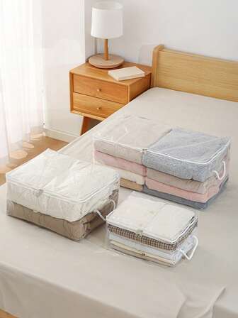 1 pieza Bolsa de almacenamiento de juguetes, Organizador de almacenamiento de muñecas de gran capacidad, Bolsa de almacenamiento impermeable para libros de estudiantes, Bolsa de almacenamiento de juguetes, Bolsa de almacenamiento portátil multifuncional para el desorden, Bolsa de almacenamiento impermeable transparente y reforzada para libros de estudiantes, Caja de almacenamiento transparente de escritorio para el hogar