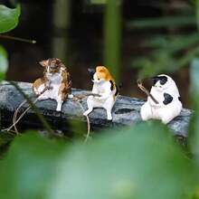 Pecera de pesca, gato colgante, paisaje creativo, adornos de oficina, diversión de pesca, mini paisaje decorativo micro - Rojo - Ver 1