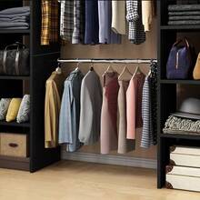 Armario abierto negro, 120*30*160cm, doble barra para colgar ropa + almacenamiento multicapa, perchero multifuncional para dormitorio. - Negro - Ver 2